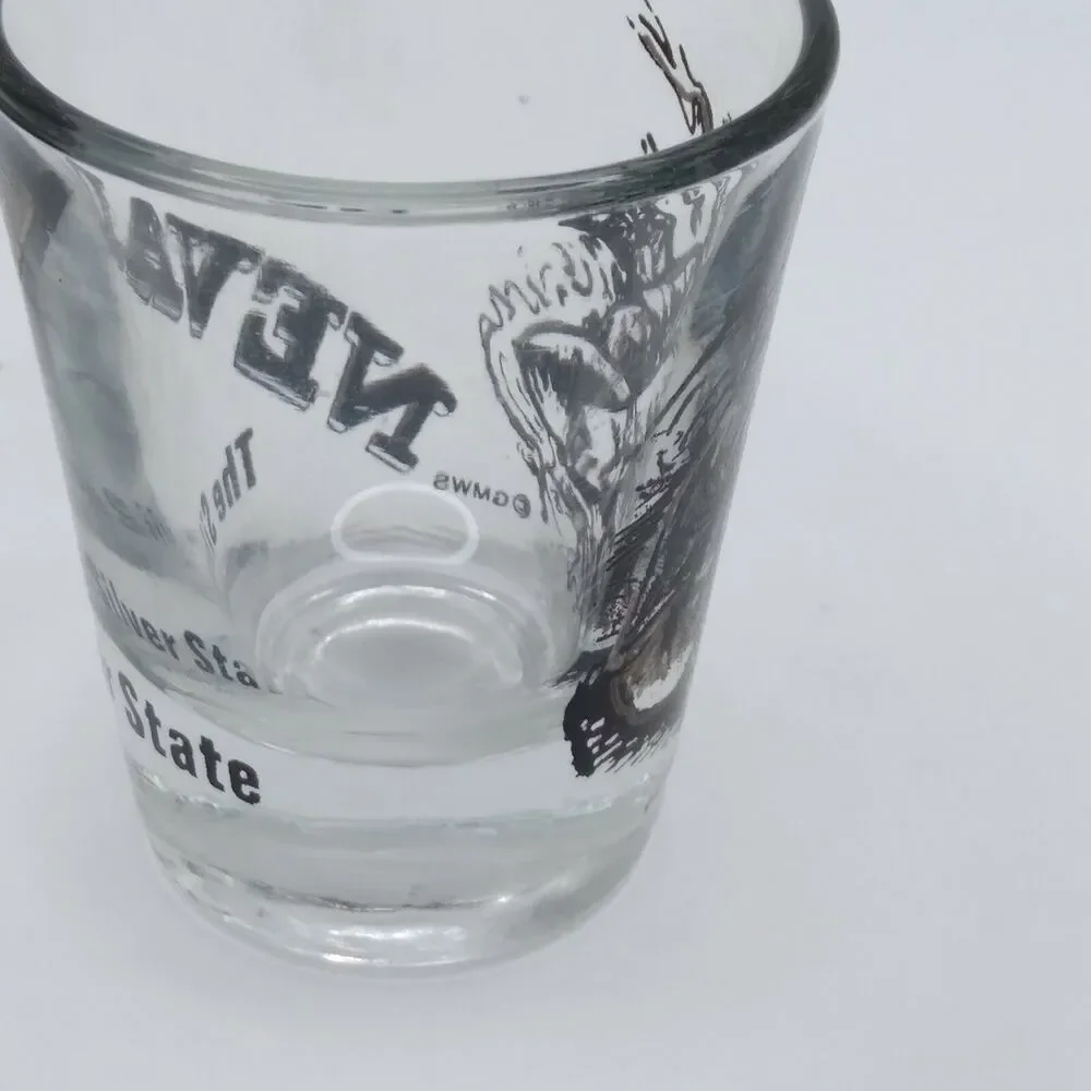 Shot Glass 2oz Nevada Miner Panning Graphic Silver State Barware State Souvenir